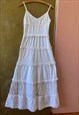 White Cotton Morgan Maxi Dress 5 Tiers Broidery Anglaise