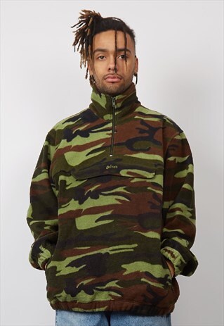 VINTAGE 90'S CAMOUFLAGE FLEECE ZIP-UP SWEATSHIRT