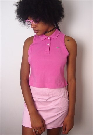 PINK CROP POLO TOP