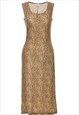 Vintage Animal Print Brown Dress - L