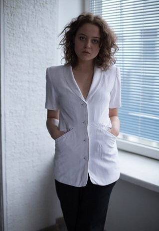 VINTAGE 80'S WHITE SHORT SLEEVES JACKET