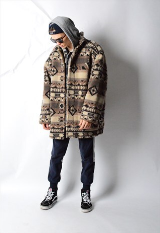 VINTAGE 90S AZTEC WARM WINTER FLEECE COAT