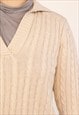 VINTAGE L.L.BEAN JUMPER OPEN COLAR IN BEIGE L