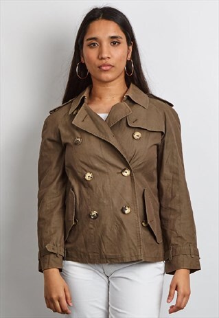 RARE VINTAGE 90'S BURBERRY KHAKI TRENCH JACKET