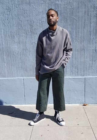 90S MINIMALIST SKATER MOCK NECK RIB KNIT SWEATER XL