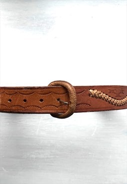 70s Tan Brown Tooled Belt