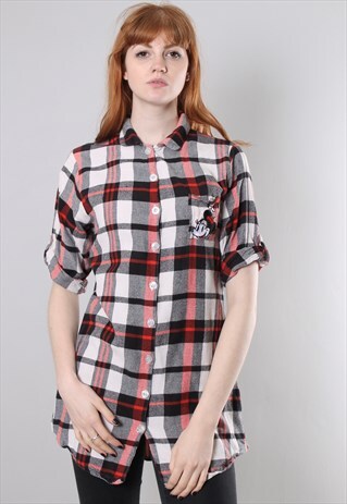 VINTAGE 90S DISNEY MINNIE MOUSE CHECK FLANNEL SHIRT
