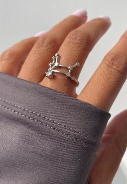 adjustable silver virgo star sign constellation ring