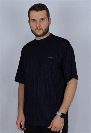 VERSACE VINTAGE SPORT T-SHIRT JEANS CONTURE NAVY BLUE