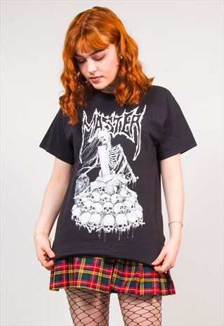 MASTER VINTAGE 90'S BLACK ILLUSTRATED PRINT BAND T-SHIRT