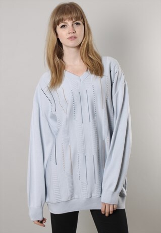 VINTAGE 80S PATTERNED TEXTURED OVERSIZE JUMPER
