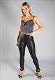 JUSTYOUROUTFIT BLACK DIAMONTE PU CROP TOP 