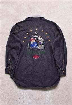 Vintage 1993 Harley Davidson Acme Embroidered Denim Shirt