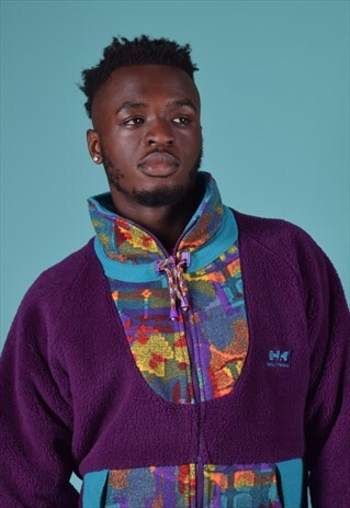 VINTAGE HELLY HANSEN MULTI COLOUR ZIPPED FLEECE JUMPER