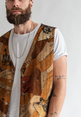 VINTAGE 70S BOHO FUNKY VEST IN PATCHWORK SUEDE