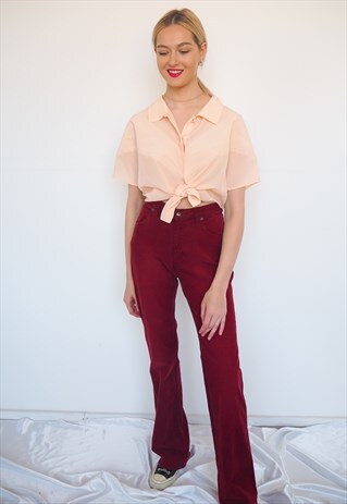 VINTAGE ARMANI CORD JEANS IN MAROON