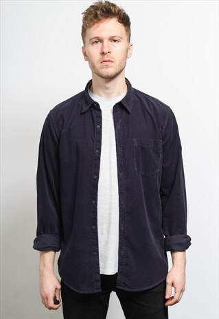 VINTAGE CORDUROY CORD SHIRT BLUE