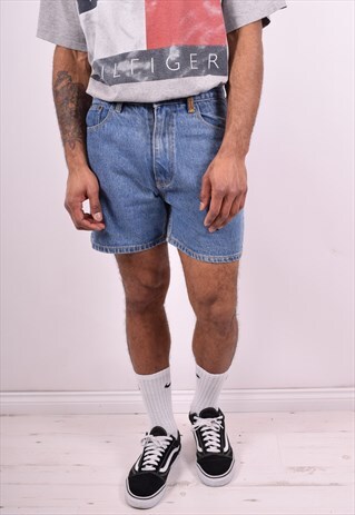 MENS VINTAGE DENIM SHORTS W28 BLUE 90'S