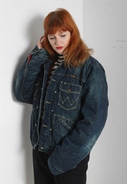 Vintage Wrangler Heavy Quilted Denim Jacket Womens - Blue