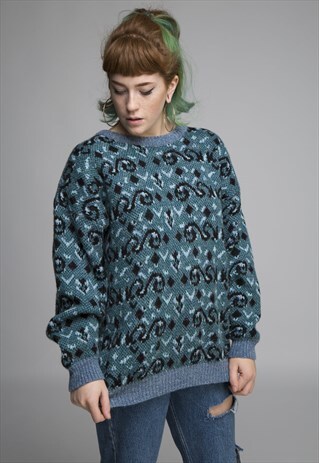 TURQUOISE VINTAGE KNIT JUMPER
