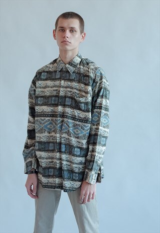 VINTAGE 70S BOHO FUNKY SHIRT IN LONG SLEEVE