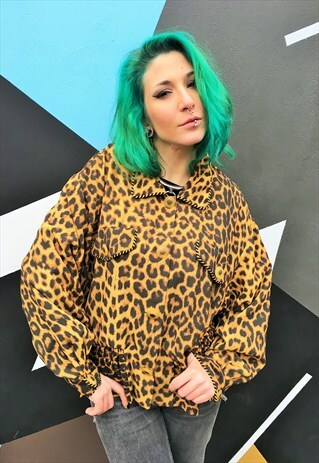 VINTAGE LEOPARD PRINT BOMBER JACKET