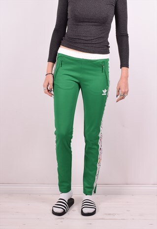 ADIDAS WOMENS VINTAGE TRACKSUIT TROUSERS W28 L30 GREEN 90S