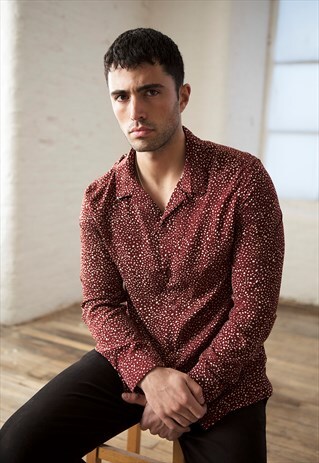 BOUND 'RUSSET' PATTERNED LONG-SLEEVE SHIRT IN MAROON