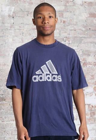 VINTAGE ADIDAS BIG LOGO T-SHIRT BLUE