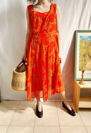 VINTAGE 50S HAUTE BOHEME PAISLEY REVIVAL PARISIAN CHIC DRESS