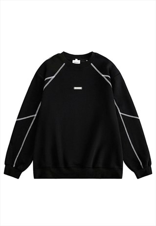 Utility sports sweatshirt grunge rave jumper in black