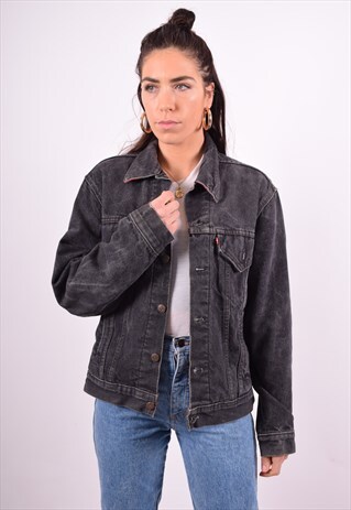 LEVI'S WOMENS VINTAGE DENIM JACKET MEDIUM BLACK 90'S