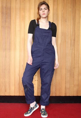 VINTAGE NAVY BLUE DENIM PAINT DUNGAREES