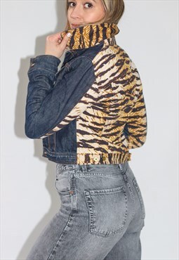 Y2K D&G Tiger Print Blue Denim Jacket
