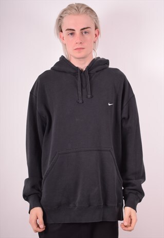 NIKE MENS VINTAGE HOODIE JUMPER XXL BLACK 90S