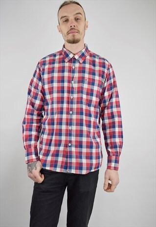 VINTAGE 90S (L)TOMMY HILFIGER CHECKED CUSTOM FIT SHIRT