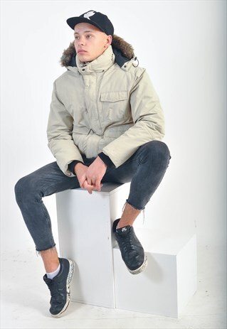 VINTAGE PUFFER WINTER JACKET IN BEIGE