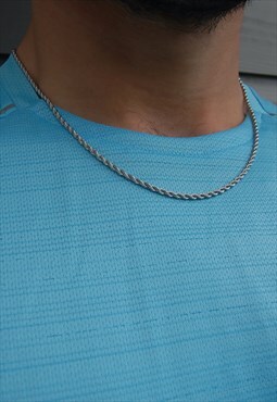 Mens Womens Silver Rope Chain Necklace