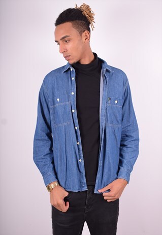 LEVI'S MENS VINTAGE DENIM SHIRT LARGE BLUE 90'S