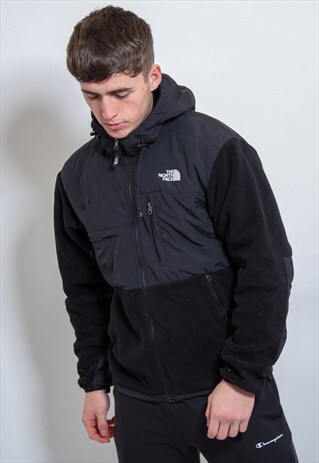 VINTAGE THE NORTH FACE FLEECE WITH HOOD IN BLACK MEDIUM