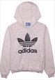 Vintage 90's Adidas Hoodie Spellout Pullover White Large