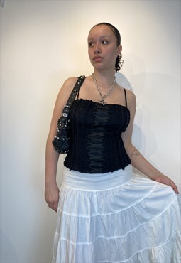 y2k lace up corset