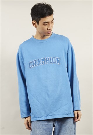 VINTAGE 90'S BLUE CHAMPION LOGO SWEATER