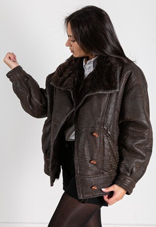 VINTAGE 80S REAL LEATHER JACKET / S9532