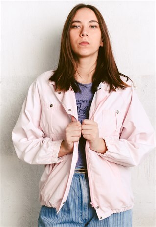 VINTAGE 90S PASTEL PINK WINDBREAKER JACKET