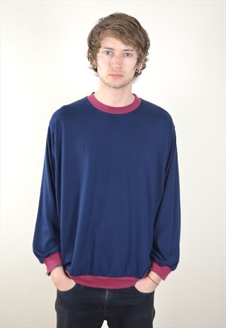 90'S VINTAGE NAVY & MAROON LONG SLEEVE TOP