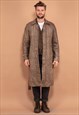 Vintage 70's Men Sheepskin Long Coat in Dark Beige