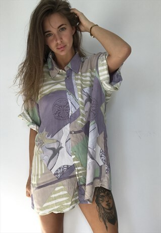 PATTERNED OVERSIZED RETRO VINTAGE UNISEX FESTIVAL SHIRT