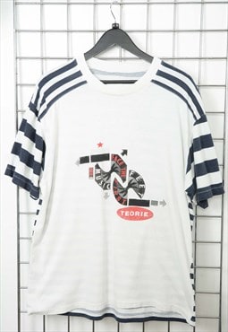 Vintage 90s T-Shirt Striped with faded print Size M