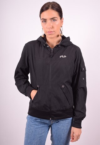 FILA WOMENS VINTAGE JACKET SMALL BLACK 90'S
